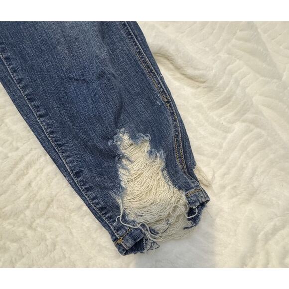 HARPER Overalls Womens MEDIUM Denim Bibs Stretch Distressed Medium Wash - Picture 3 of 16